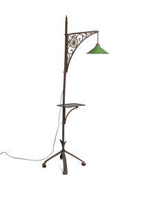 Vloerlamp, Fraai Smeedijzer met Tafeltje, Jaren 30