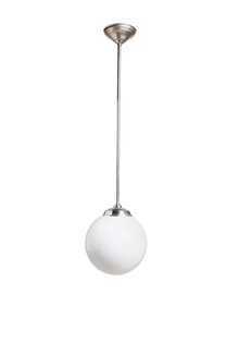 Klassieke Schoollamp, Witte Glazen Bol aan Pendel