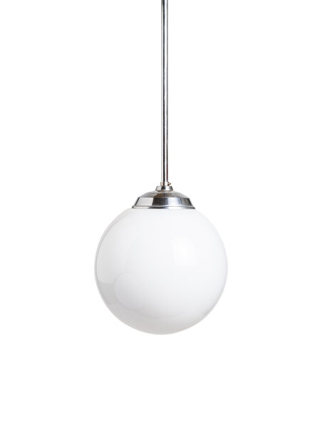 Schoollamp, witte glazen bol