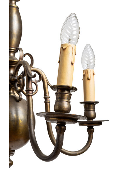 Old burnished chandelier, 5 arms