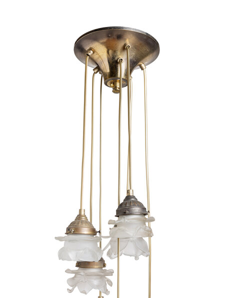 Vintage hanglamp, matglazen roosjes