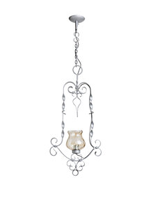 Frivolous Hanging Lamp, Glass in Metal Curls, 1950s