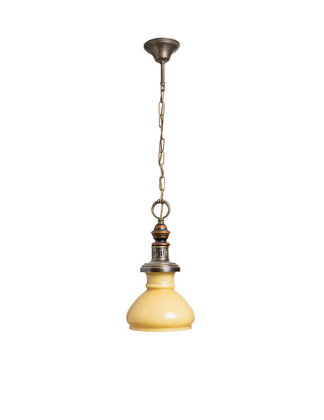Hanglamp jaren 60, geel glas