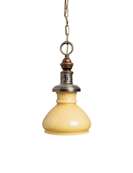 1960s pendant lamp, yellow glass