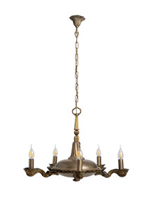 Vintage Chandelier, Brown Brass, 5 Arms
