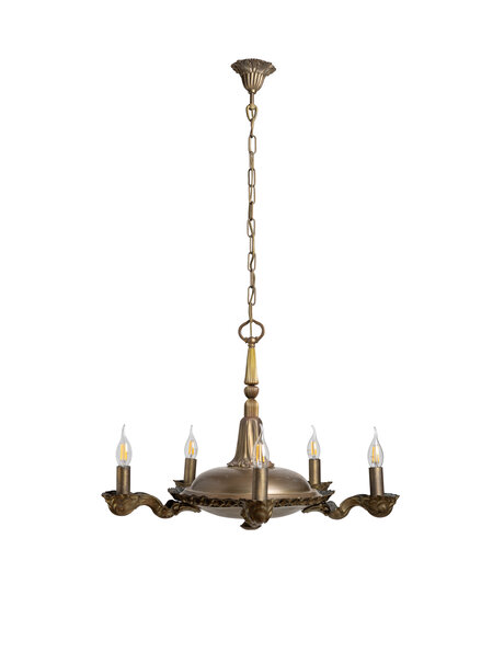 Old chandelier, burnished, 1940s