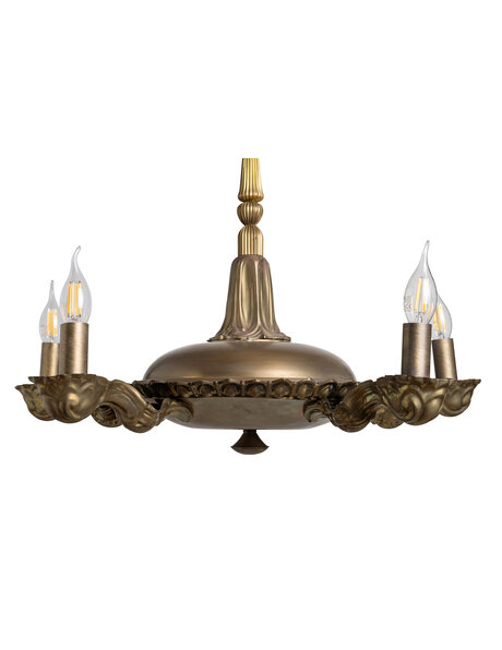 Old chandelier, burnished, 1940s