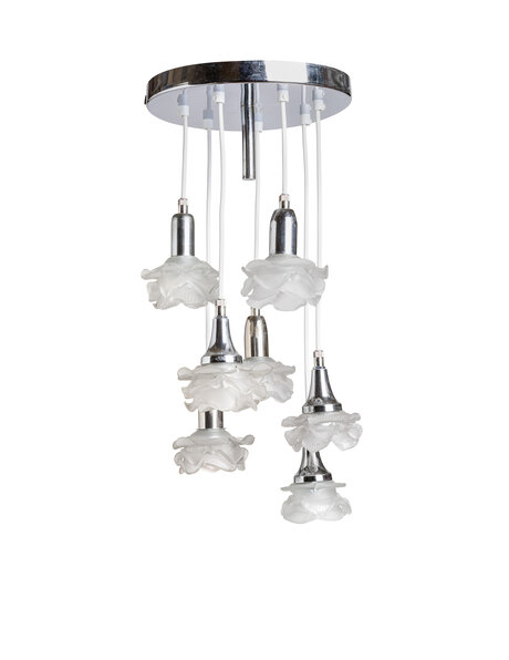 Hanglamp met matglazen roosjes