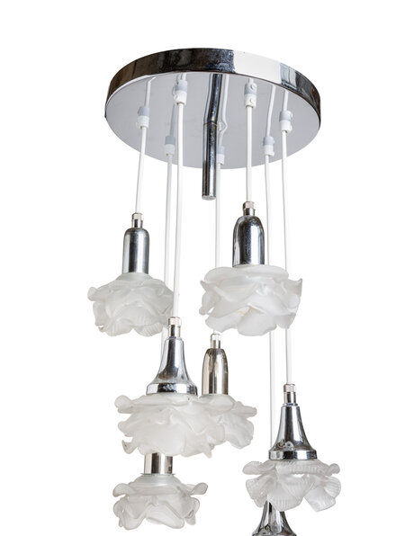 Hanglamp met matglazen roosjes