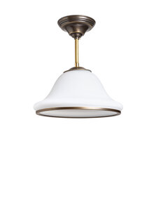 Witte Glazen Hanglamp met Goud-Bruin Onderrand