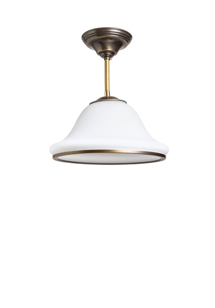 Witte Glazen Hanglamp met Goud-Bruin Onderrand