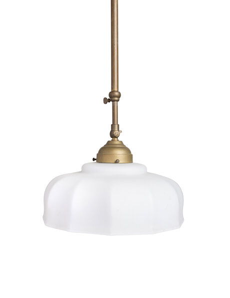 Antieke hanglamp melkglas kap