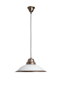 1960s Pendant Lamp White Glass, Brown Brass Fixture