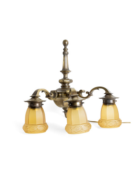 Antique wall lamp, 3 glass shades
