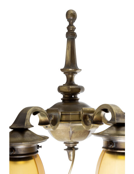Antieke wandlamp, 3 glazen kappen