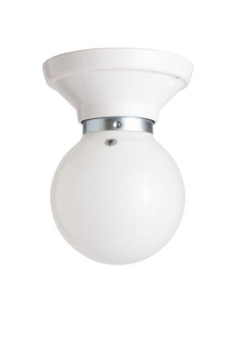 Industriële Lamp, Witte Plafondlamp, Jaren 60