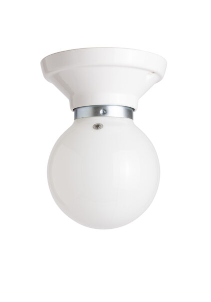 Industrial Lamp, White Ceiling Lamp, 1960s