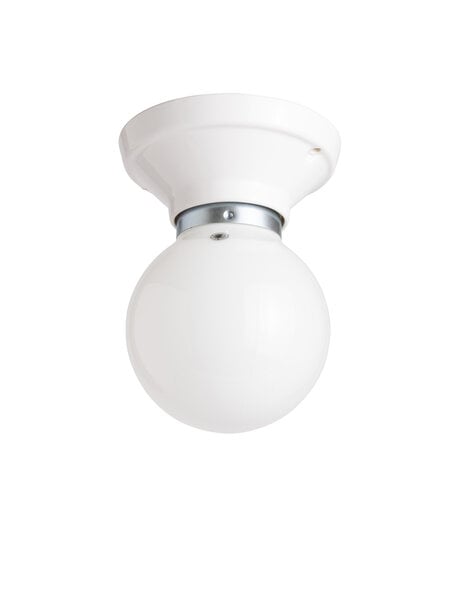 Witte plafondlamp, glas en porselein