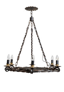 Robust Wrought Iron Chandelier, 1950s