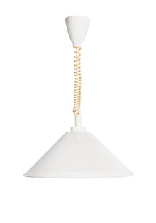 White Vintage Pendant Lamp, Metal Mesh, on Pull Pendant