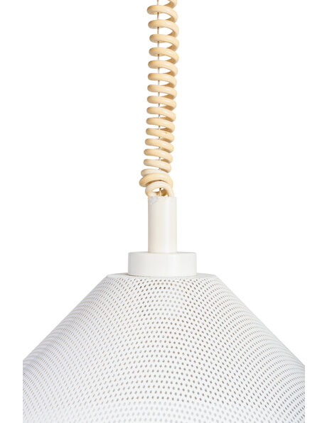 Vintage pendant lamp, white metal mesh shade