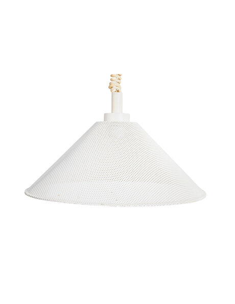 Vintage pendant lamp, white metal mesh shade