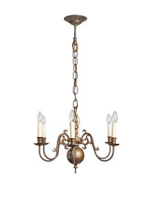 Old hanging lamp, spherical crown, brownish brass, ca. 1940