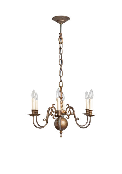 Oude Hanglamp, Bolkroon, Bruin Koper ca. 1940