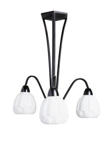 Stylish Art Deco Pendant Lamp with White Glass Shades, 1930s