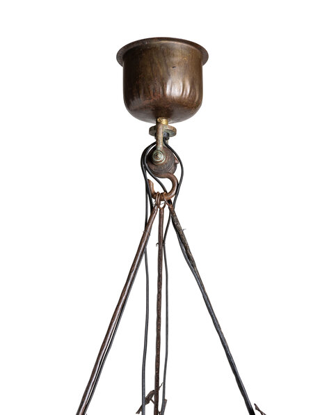 Large Art Deco hanging lamp, pink glass