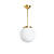 Old hanging lamp, white glass ball, brass rod