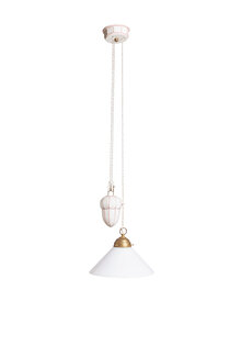 White Pendant Lamp, Kitchen Lamp, Porcelain Counterweight