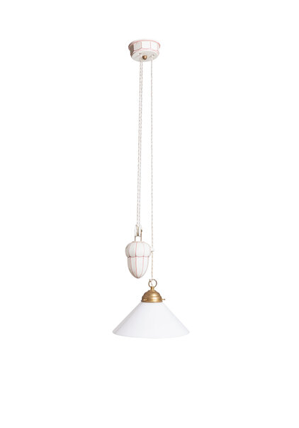 White Pendant Lamp, Kitchen Lamp, Porcelain Counterweight