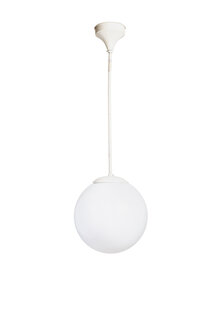 White Glass Ball on White Pendant, Industrial Design, 1940s