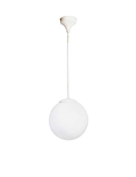 1940s pendant lamp, white globe