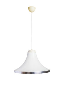 Vintage Design Hanglamp, Wit/Creme Kunststof Kap, Jaren 60