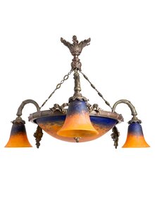 Schneider Antieke Franse Hanglamp, Jaren 30, gesigneerd: Schneider