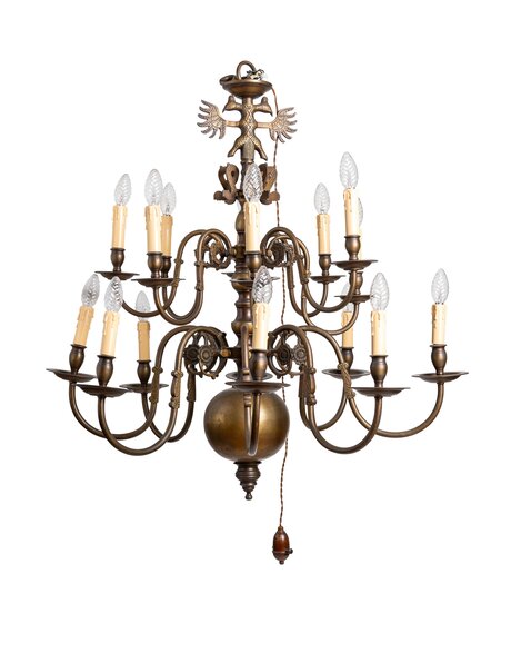 Old hanging lamp, spherical crown with two floors