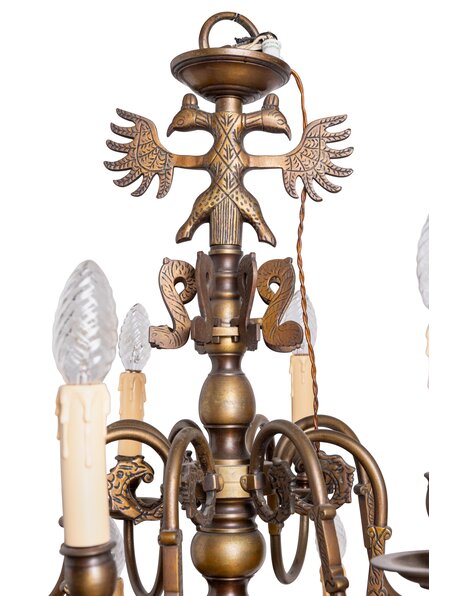 Old hanging lamp, spherical crown with two floors