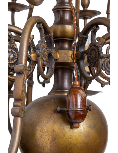 Old hanging lamp, spherical crown with two floors