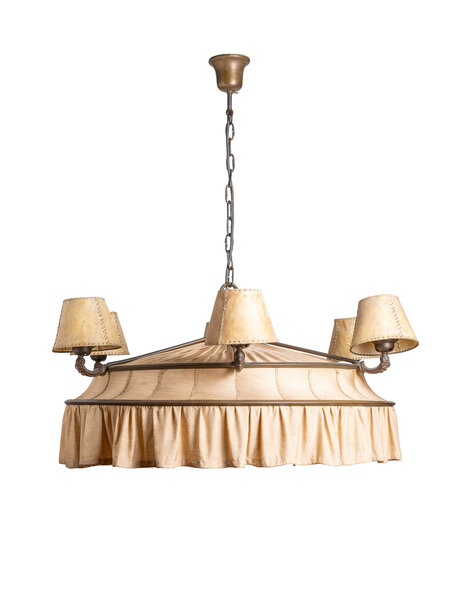 Very large pendant lamp, fabric shade