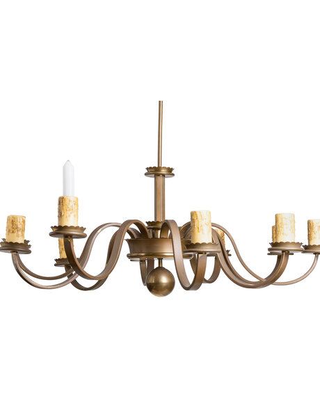 Large chandelier, brown brass, 10 arms