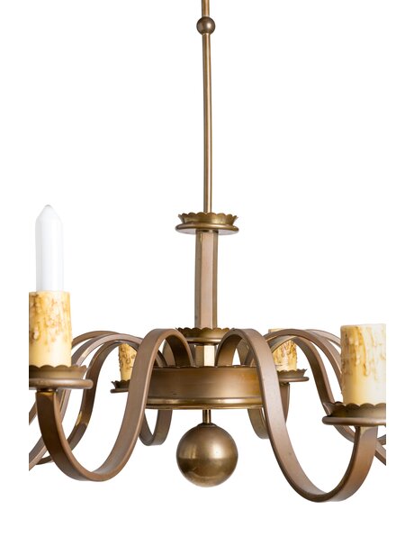 Large chandelier, brown brass, 10 arms