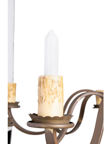 Large chandelier, brown brass, 10 arms