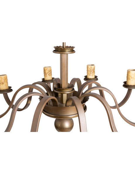 Large chandelier, brown brass, 10 arms