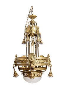 Large Bronze Pendant Lamp, Beautifully Finished, 1930s