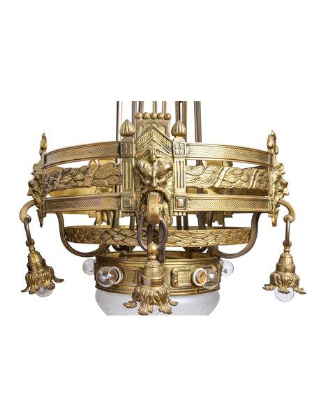 Unieke bronzen hanglamp, jaren 30