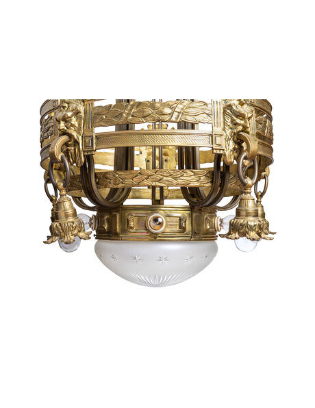 Unieke bronzen hanglamp, jaren 30