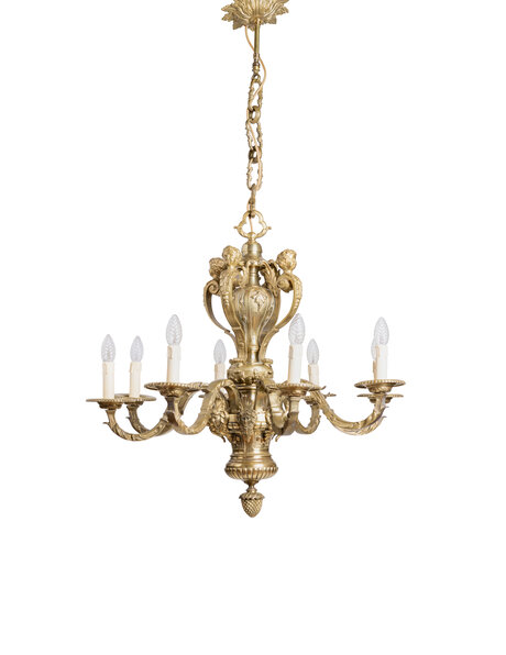 Brocante hanging lamp, gold-colored, bronze
