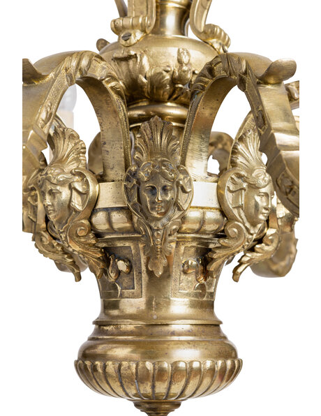 Brocante hanglamp, goudkleurig, brons